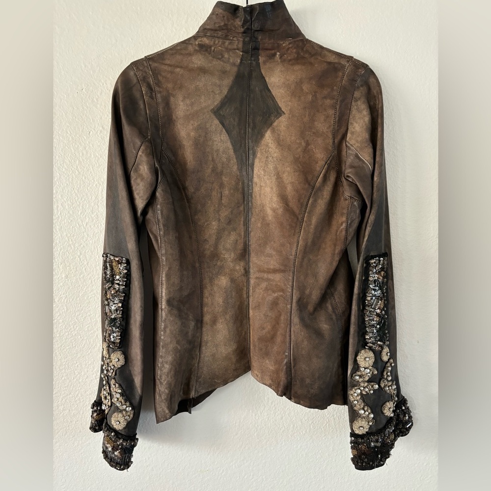 Da Rold Le Cuir Perdu Leather Jacket Embellished Details Handmade In Italy - Picture 10 of 16